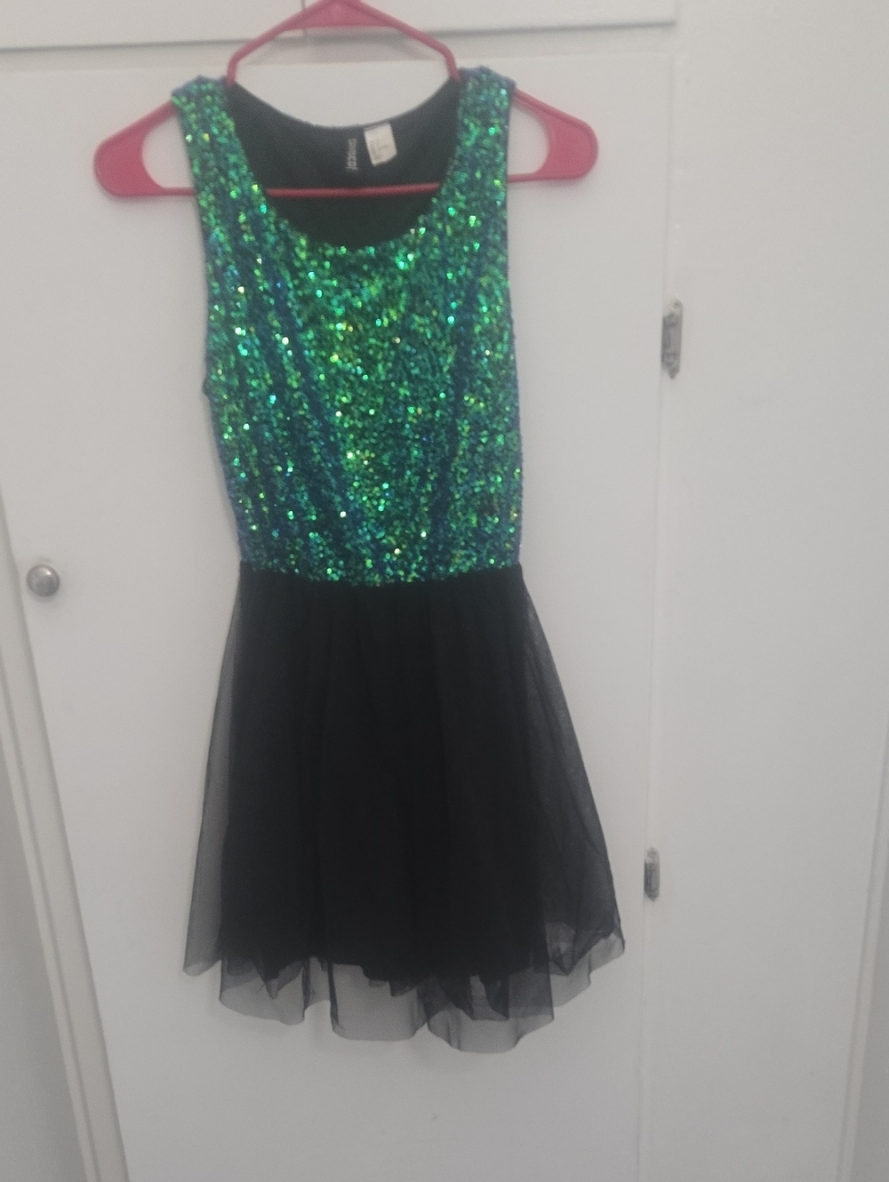 H&M Multi-Color Sequin Bodice Black Dress